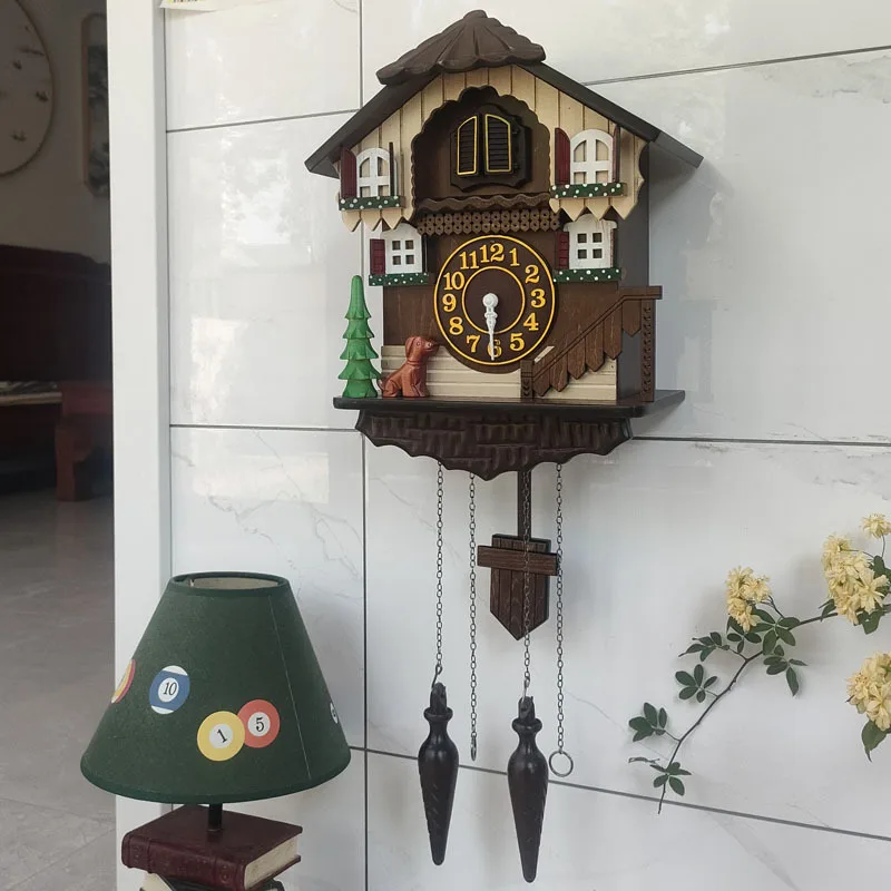Wood Bird  Swing Timekeeping Clock Wall Clock Modern Design Wall Stickers House Decoration Living Room Decoration Cuckoo Clock