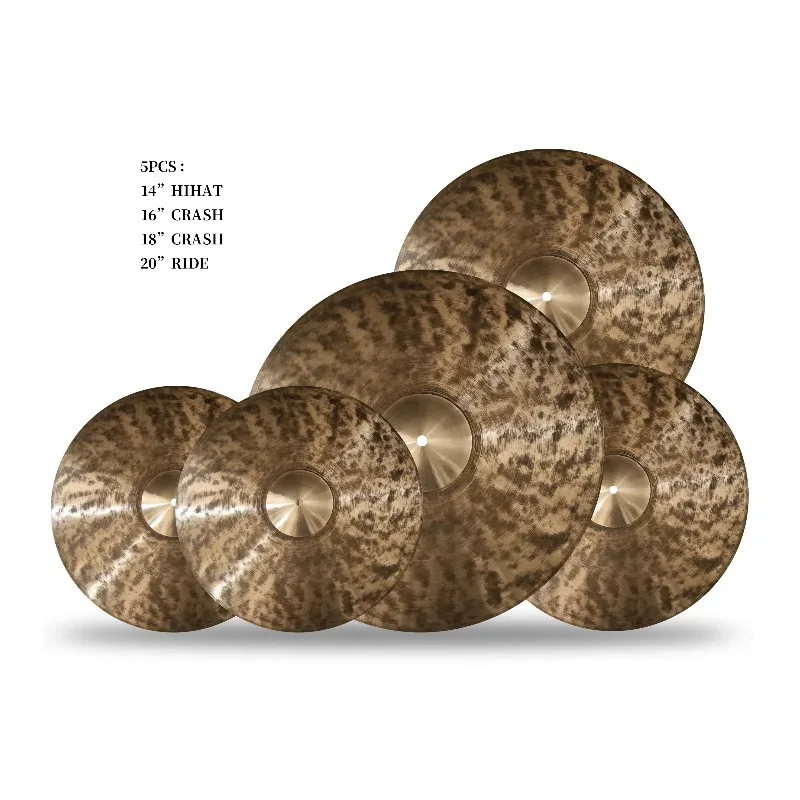 5-Piece B20 cymbals set for drum kit 14-inch tall hat,
