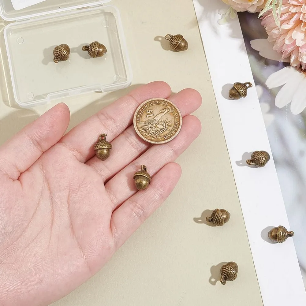 10pcs Pendants 14.5mm Long Antique Bronze Alloy Style Acorn Shape Pendants Charm Pendants Hole 1.5mm for Women men making kit image 5