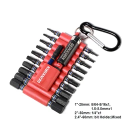 Geinxurn Impact Hex Screwdriver Bits Set,22 Pieces Magnetic SAE S2 Steel Multi Driver Bits and 1Pc Bit Holder with Organize