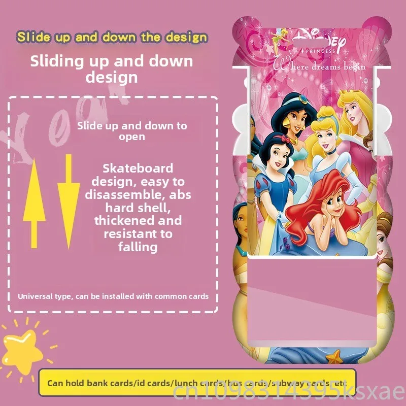 Porta carte Disney Princess di lusso con cordino lungo per bambini Studente Cartoon Design carino per il controllo degli accessi della scuola materna