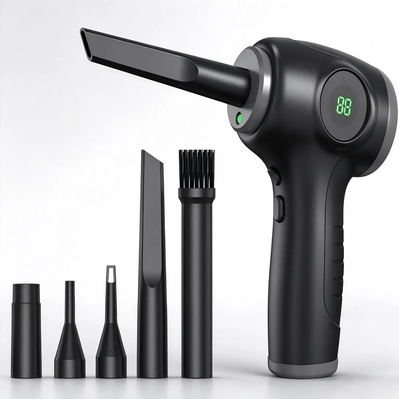 Rechargeable Handheld Electric Air Duster, Digital Display Cordless Blower with Multi Nozzles for Computer, Car & Home Cleaning