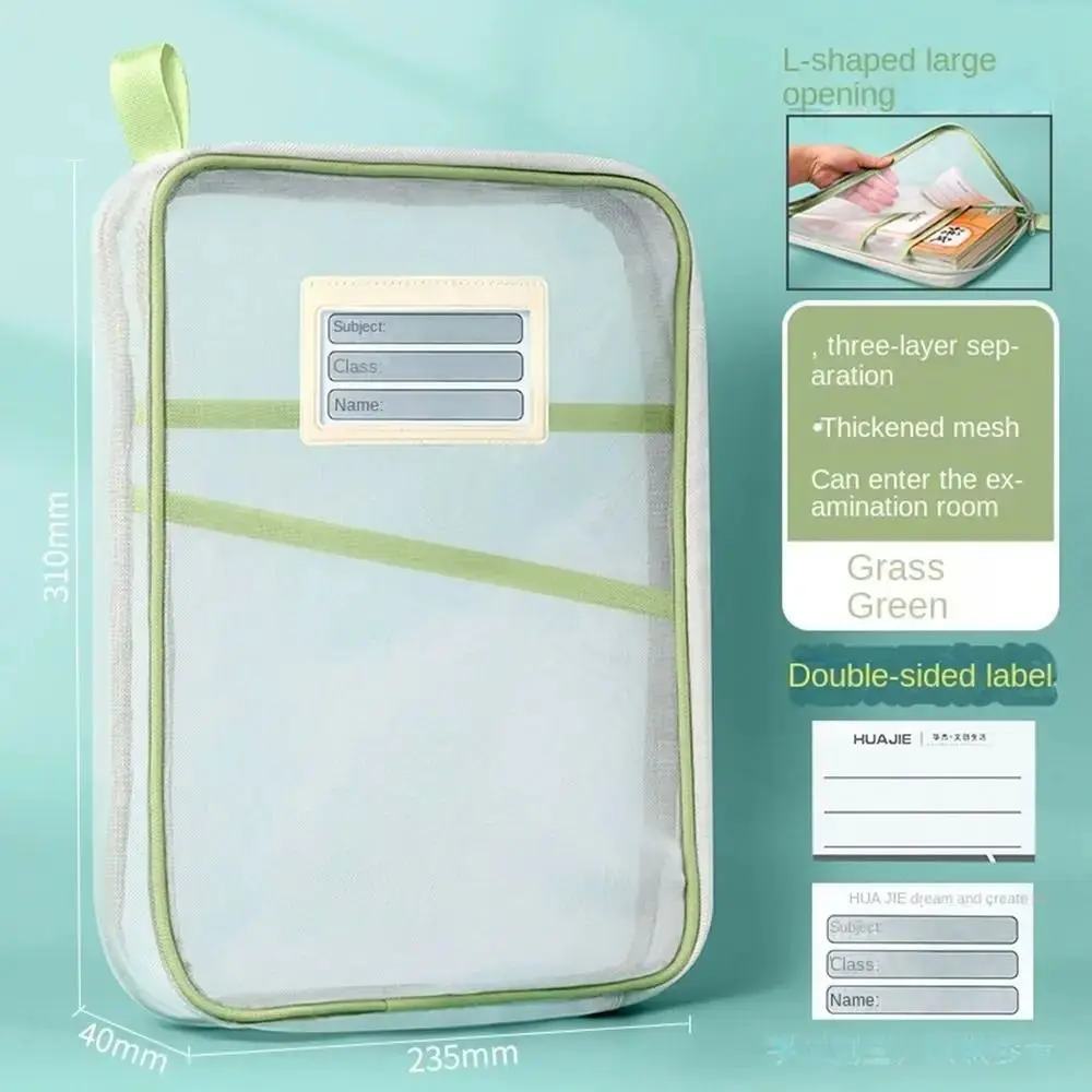Grote capaciteit testpapier opbergtas Rits Mesh Bestandszak Duurzaam Multi Color Briefpapier Organizer Pouch