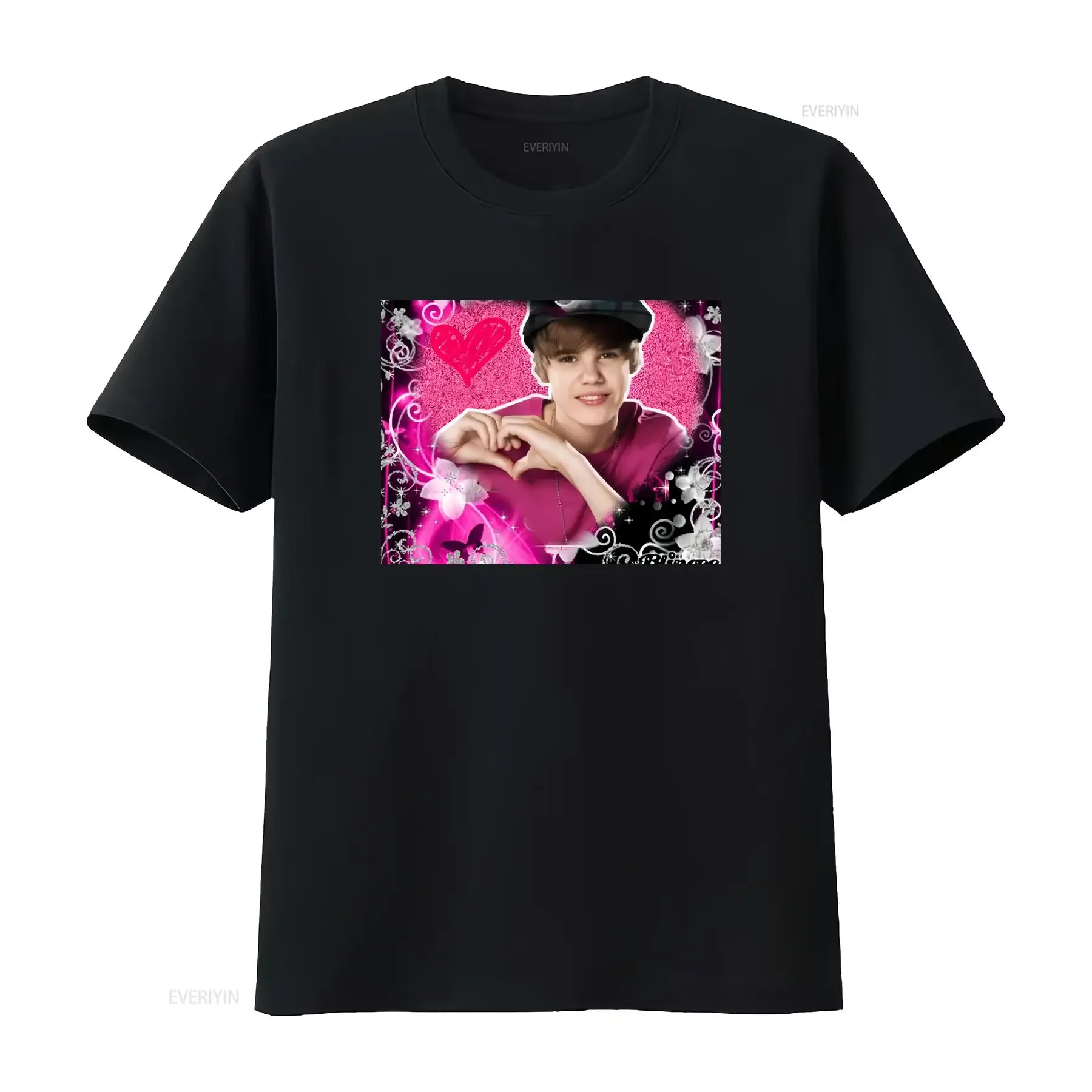 Image of Justin Bieber Love Softstyle T-Shirt Vintage Washed Stilvolle Grafik Unisex Soft Vielseitige Mode Lässige Designerkleidung für Herren