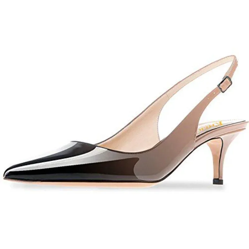 European and American fashion pointed color blocked high heels, light mouth women's commuting work shoes