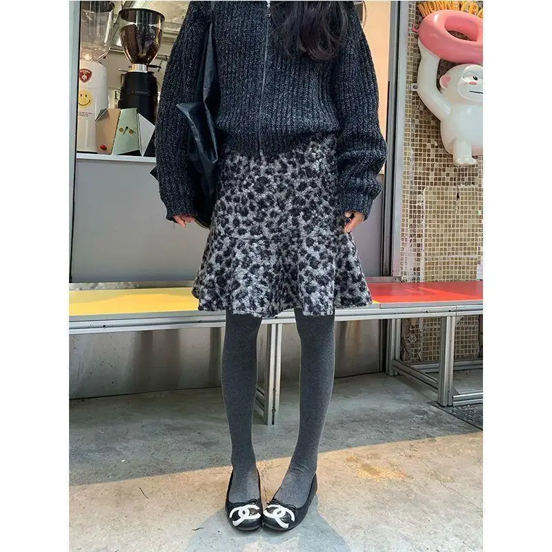 Hot American Style Leopard Print Short Skirt Retro Style Student Girls Campus Commuter Office Worker Outdoor Wearable Skirt New