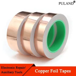 Length 20M Adhesive Conductive Copper Foil Tape 5/6/8/10/15/20/25/30/35/40/45/50mm Single/Double Sided Conduct Copper Foil Tapes