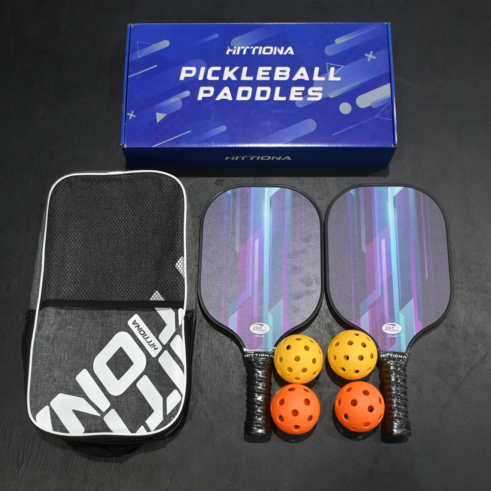 

Идеальные семейные подарки! USAPA Pickleball Набор из 2-х лопаток из стекловолокна с 4 мячами и сетчатой сумкой, идеально подходит для родителей/дня рождения/ухода ​