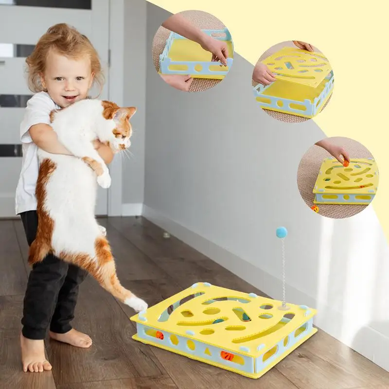 

Puzzles For Cats Interactive Cat Toy Puzzle Game Pet Supplies Maze Games Box With Bell Balls Kitten Accessories Hole Digging To