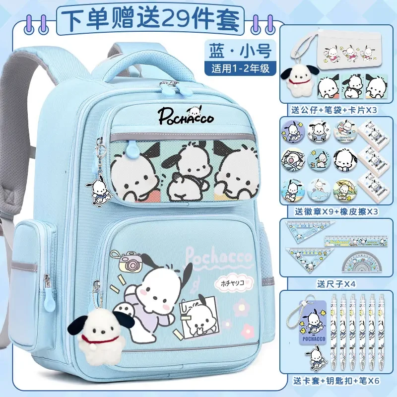 Sanrio Pacha Mochila Estudante para Cachorro, leve e casual resistente a manchas, mochila fofa de grande capacidade, nova