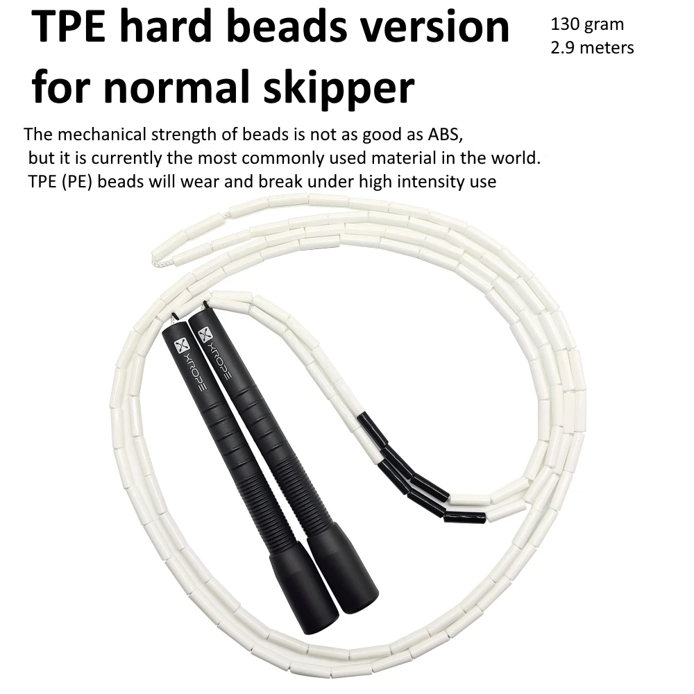 NEVERTOOLATE XROPE ABS 7mm hard beads jump skipping rope beaded skip rope Professional competition 2.9 meter long handle
