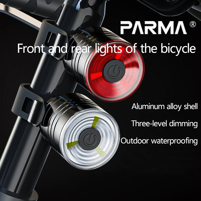 New bicycle taillights, aluminum alloy helmet lights, night riding warning lights, mountain bike LED headlights and taillights