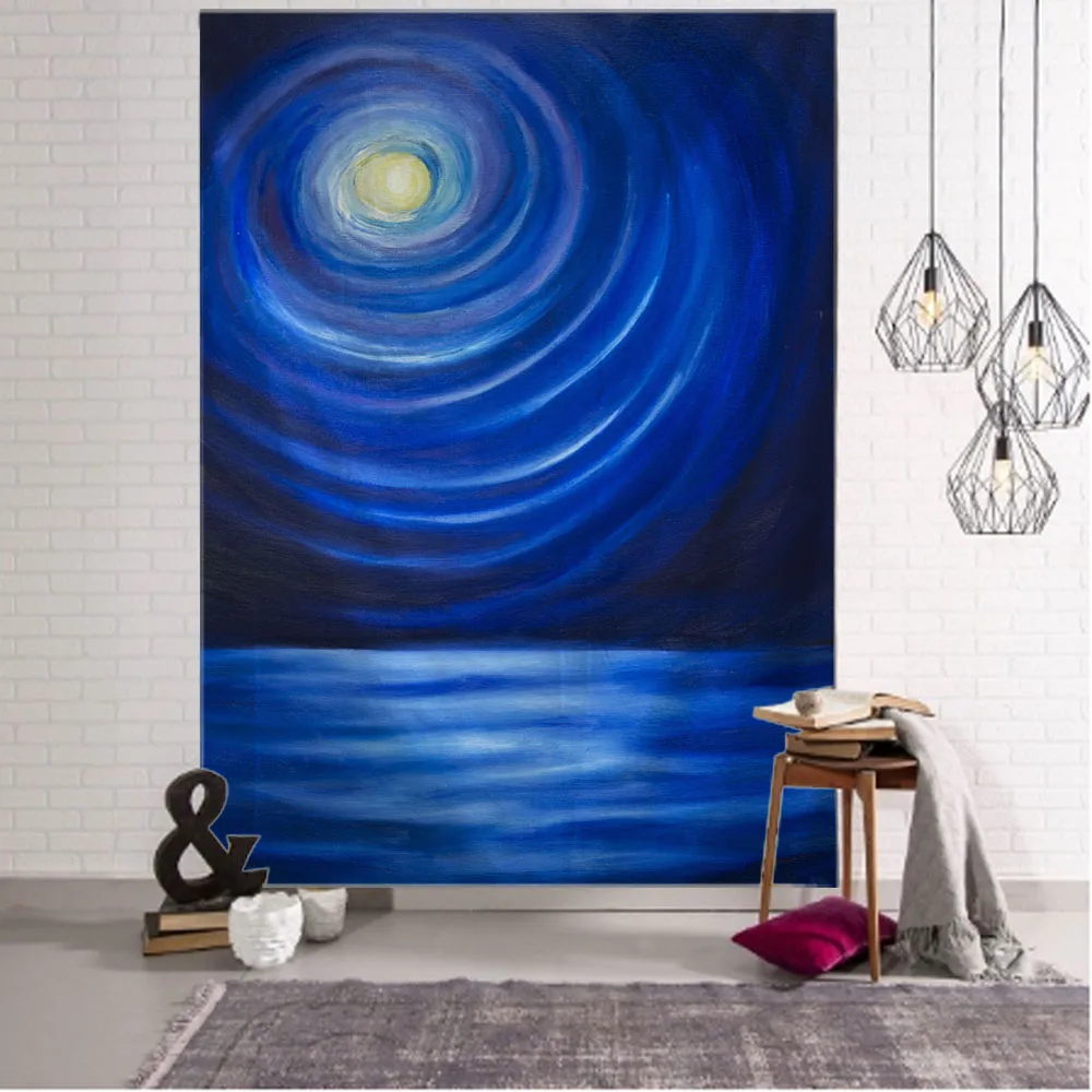 

Starry Sky Oil Painting Tapestry Wall Hanging, Landscape Illustration Background Poster, Home Decoration Fabric Mural