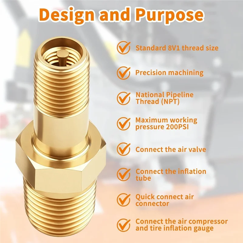 

【24 часа распродажа】Латунная труба с баком воздушного компрессора, 4 комплекта золотых клапана Шредера 1/8, металлический клапан бака 1/8, уплотнительные колпачки в комплекте