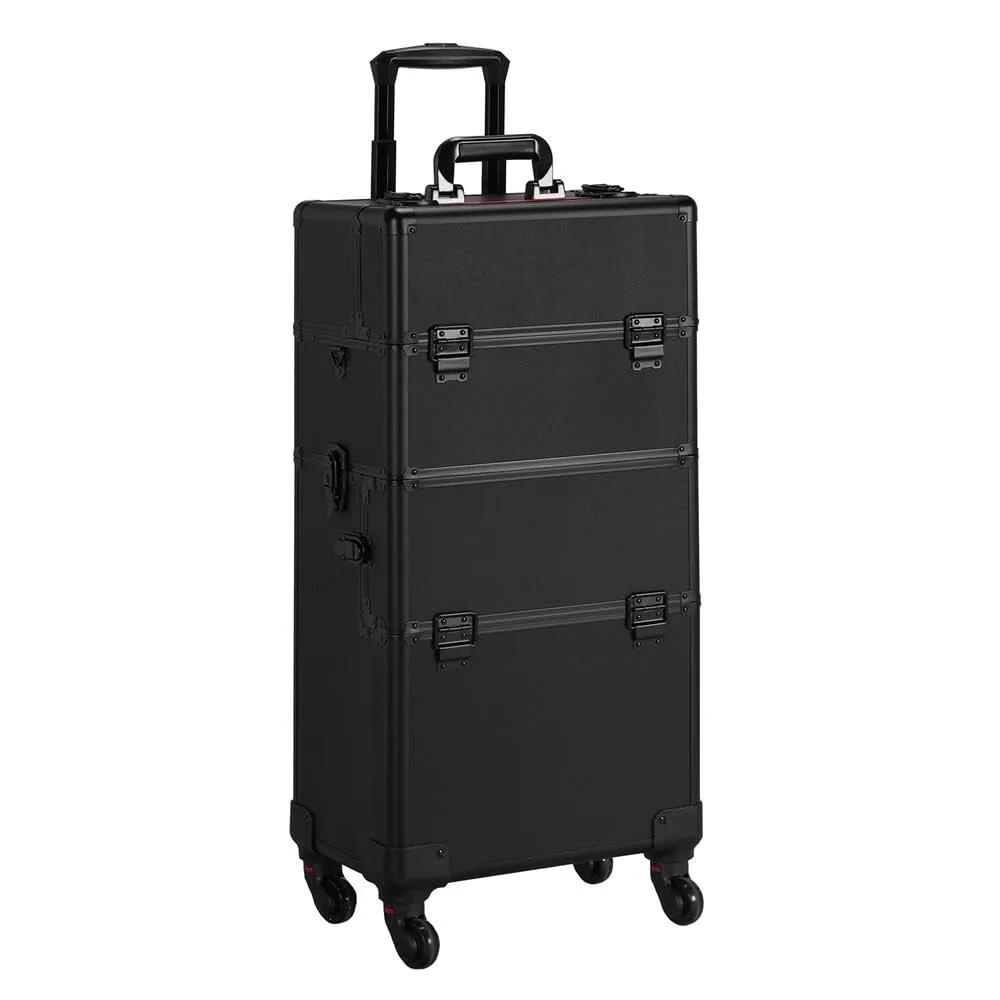 

Yaheetech Makeup Train Case 3 in 1 Professional Cosmetic Trolley Multi-Functional Organizers Large Storage Traveling Cart Trunk