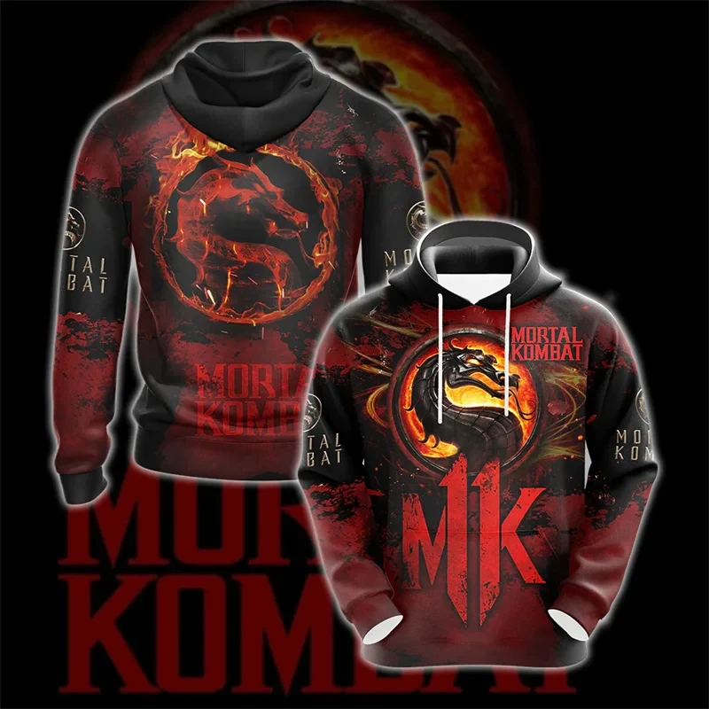 Sudadera con capucha con estampado 3D de Mortal Kombat para hombre y mujer, abrigo de gran tamaño, ropa Unisex