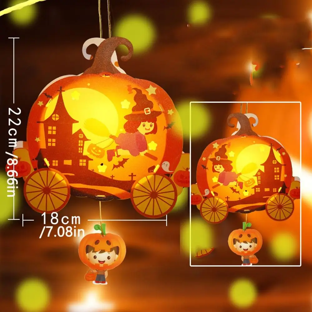 LED Light Halloween Lantern DIY Handmade Luminous Halloween Pumpkin Lantern Witch Pumpkin Ghost Festival Lantern Festival Decor