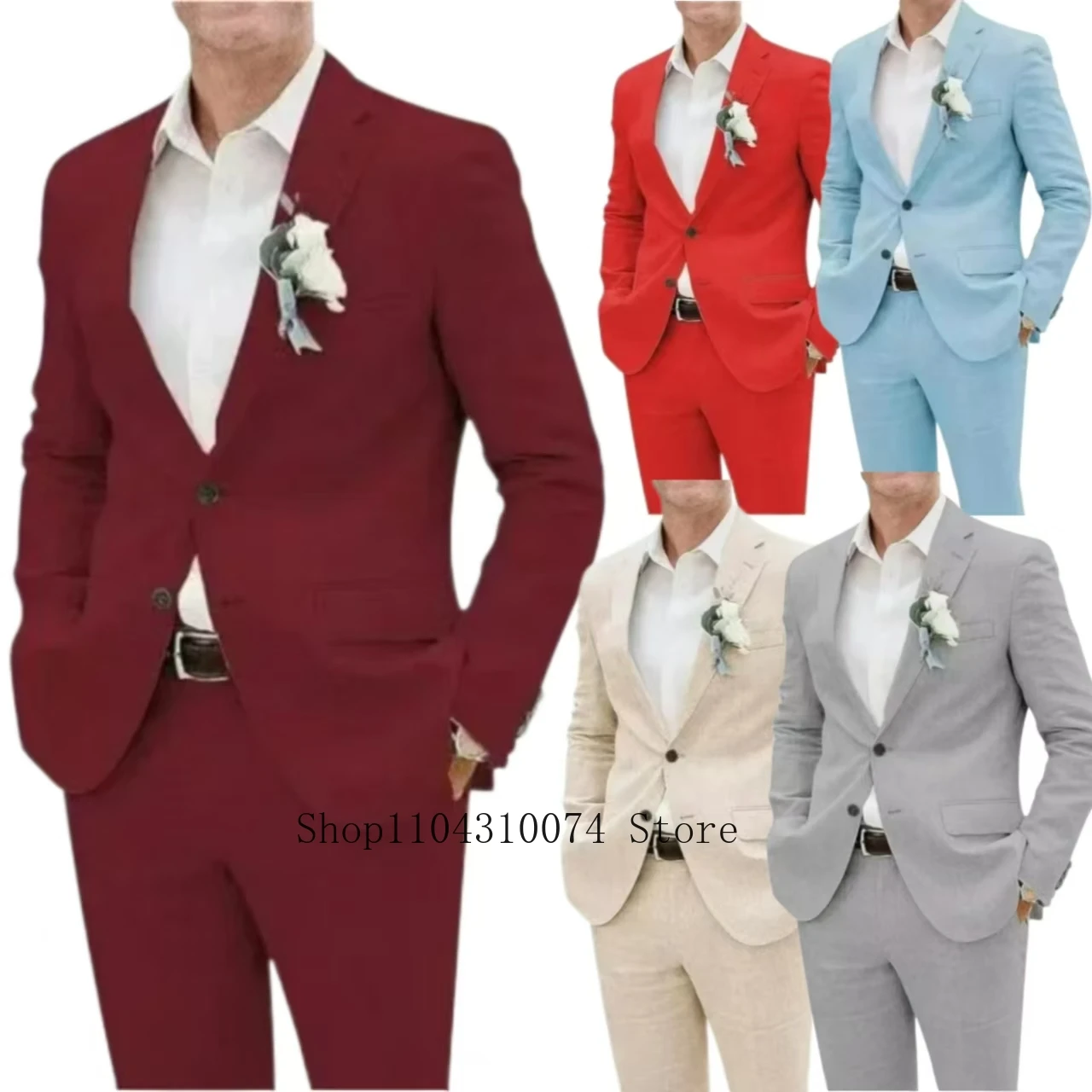 

Suits for Men Linen Suit Tailor-made Suits Elegant Man Suit 3 Pieces Blazer Vest and Pants Set Summer Beach Evening Party Suit