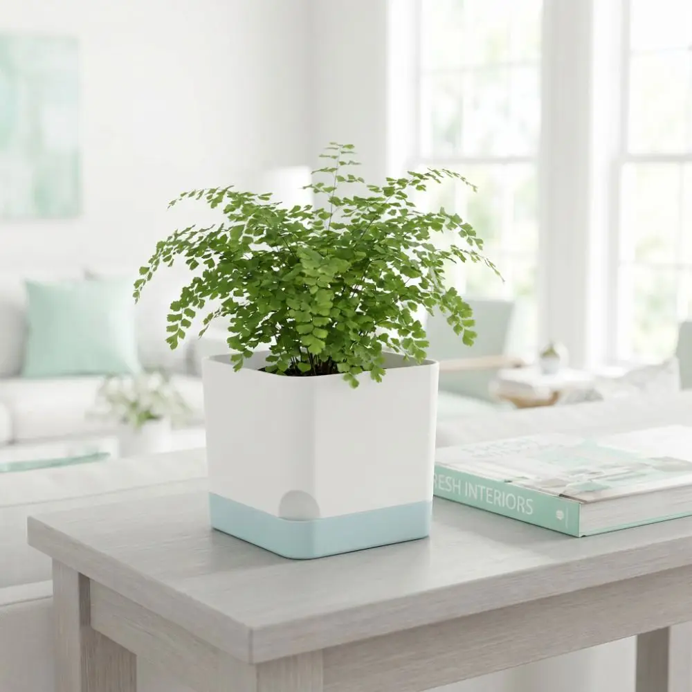 Simple Square Shape Self Watering Plant Pots Drainage Hole 2-Layer Design Plant Pots Patchwork Plastic Lazy Flowerpot Outdoor