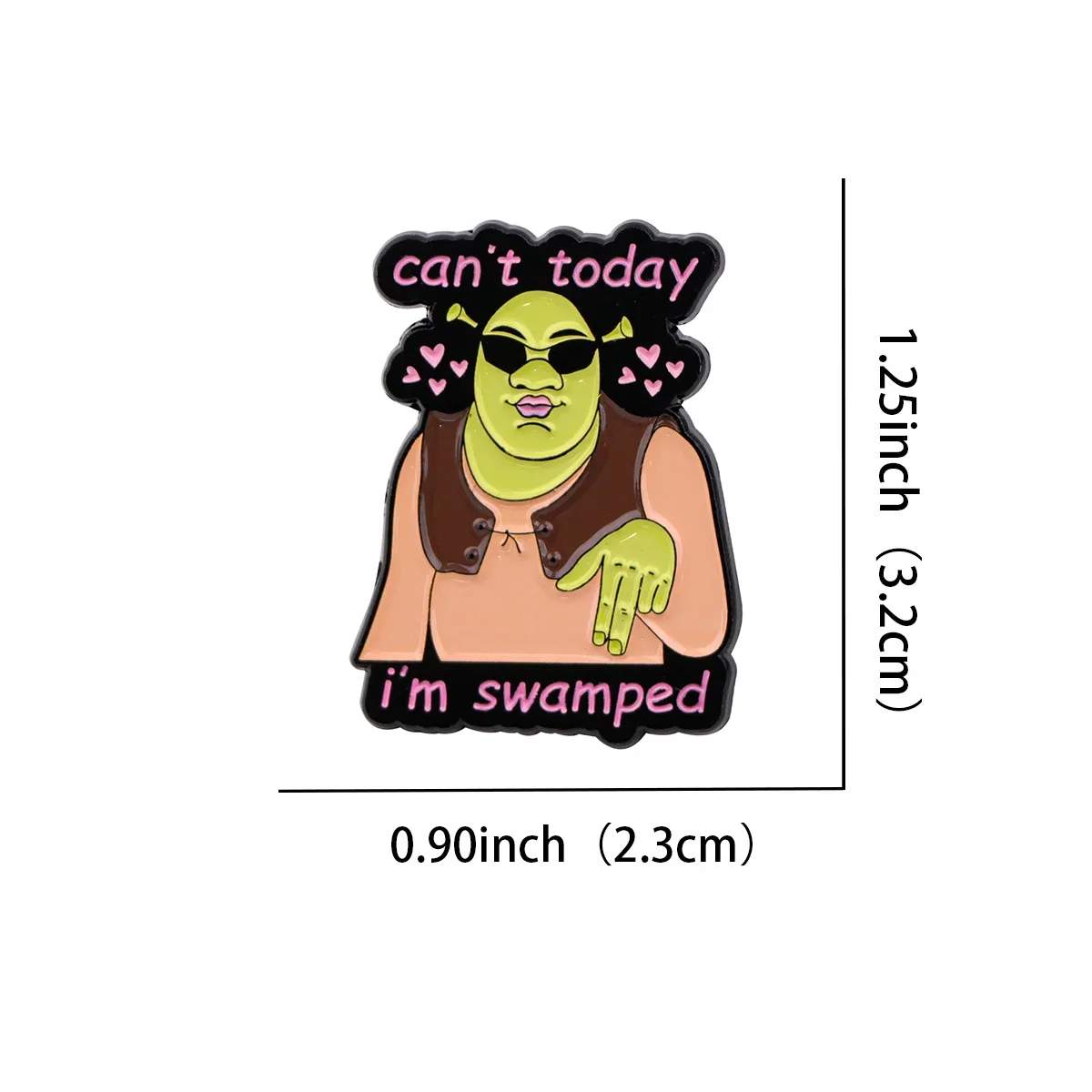 لا أستطيع اليوم، أنا مستنقع المينا دبوس مضحك أنيمي شارة معدنية الأخضر الكرتون بروش للهدايا والمجوهرات الإكسسوارات #3