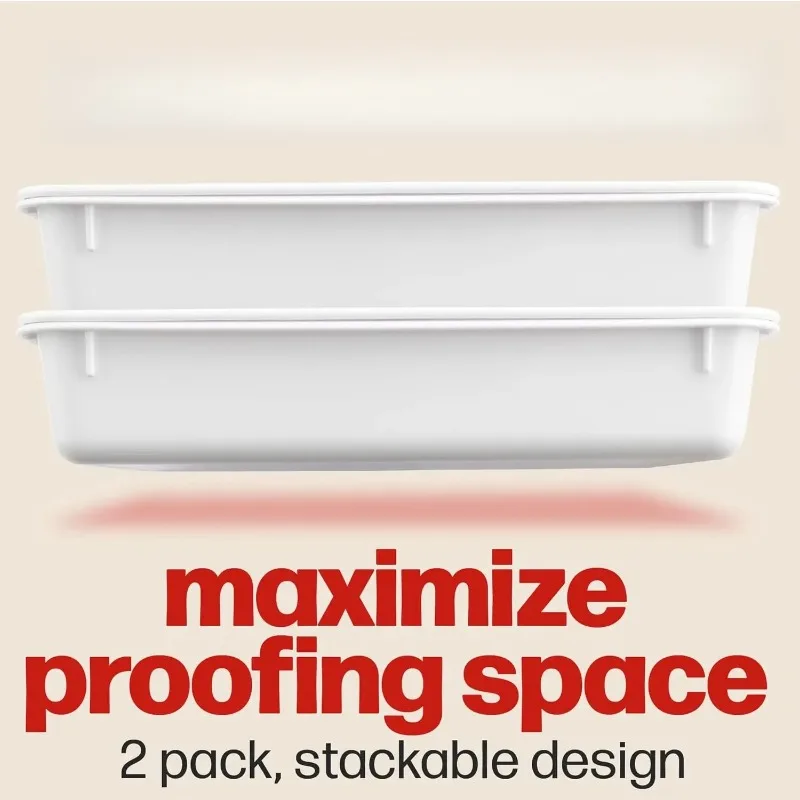 

Pack Of 2 Stack able BPA-Free Trays With Covers Pizza Dough Proofing Box
