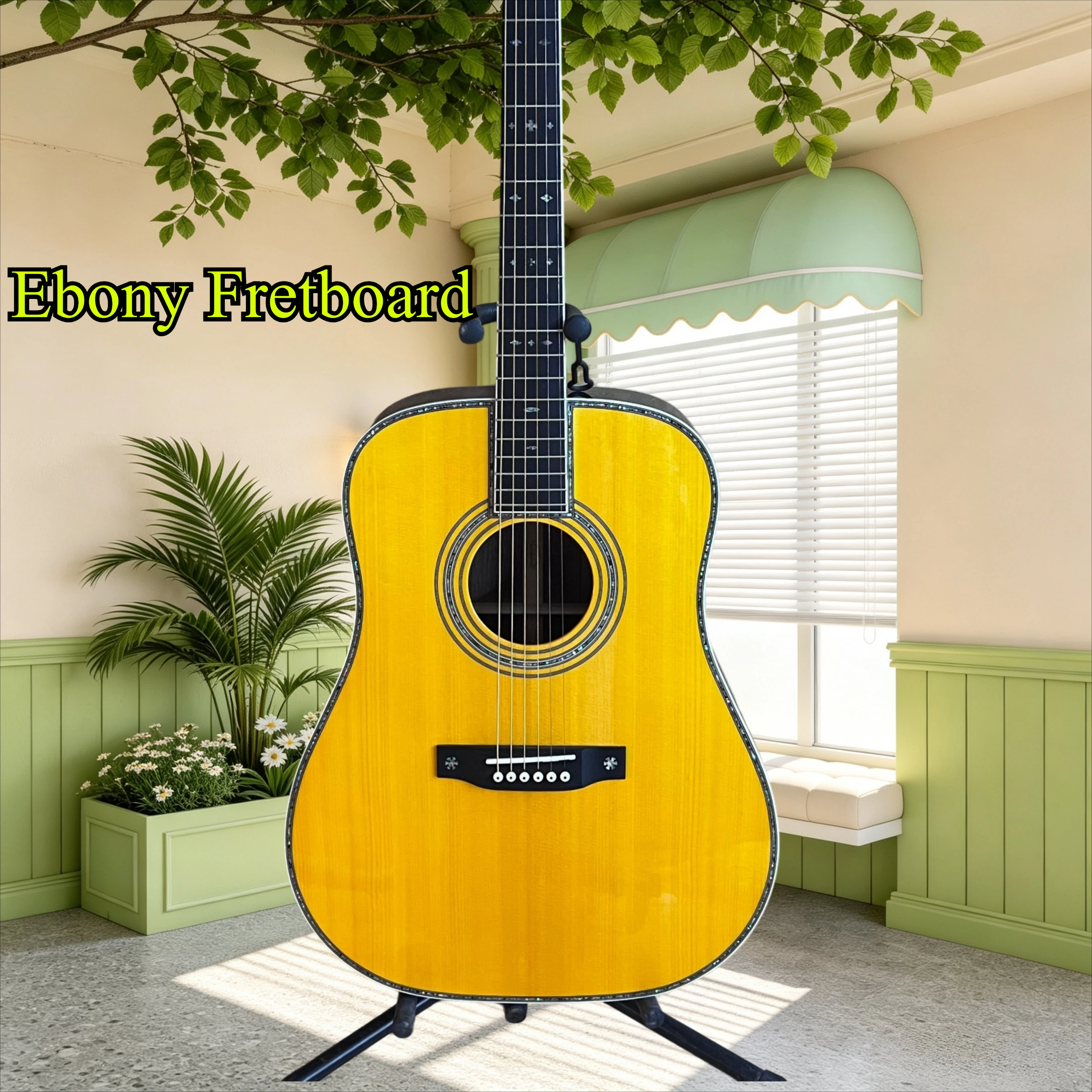 41 Inch D42 Acoustic Guitar Spruce Top Rosewood Back Sides Abalone Binding Musician Fingerstyle Singing Recording Performance