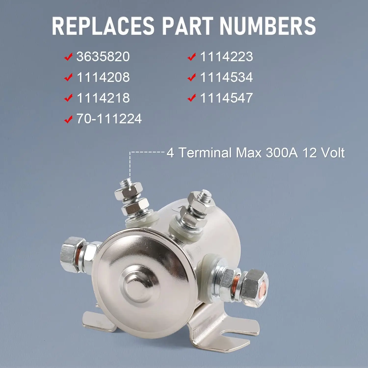 SPST Max 300A 12VDC relè a solenoide per impieghi gravosi 4 terminali per carrelli da Golf verricello per impieghi gravosi relè a solenoide marino