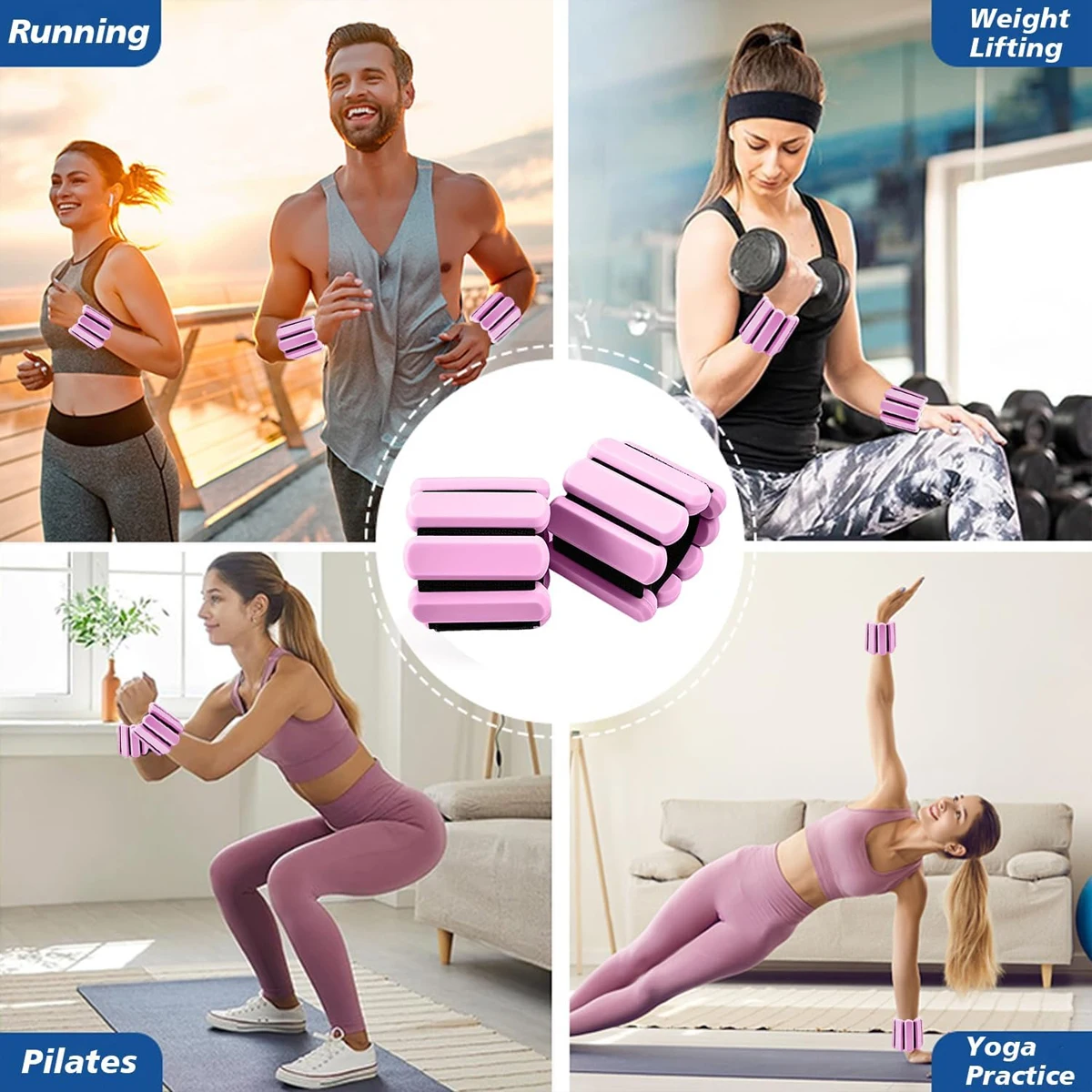 1lb Adjustable Wrist Ankle Weights Invisible Silicone Weighted Bracelets for Men Women Yoga Pilates Gym Walking FitnessEquipment