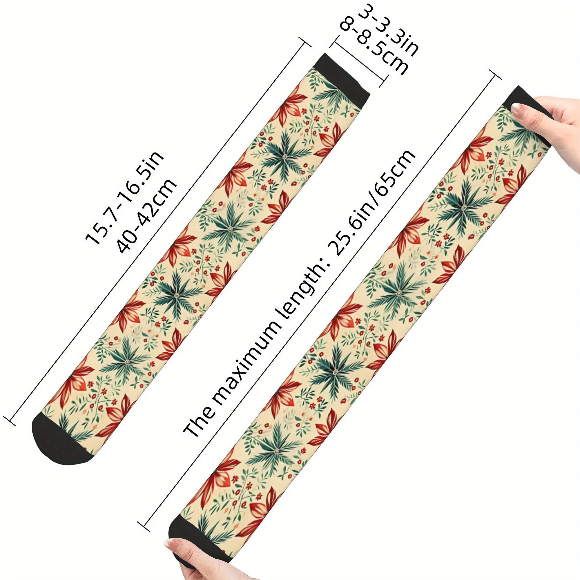 جوارب ضغط مبتكرة لعيد الميلاد - جوارب هيب هوب كلاسيكية للجنسين مع رقاقات ثلج مطبوعة بعطلة عشوائية، قصب حلوى