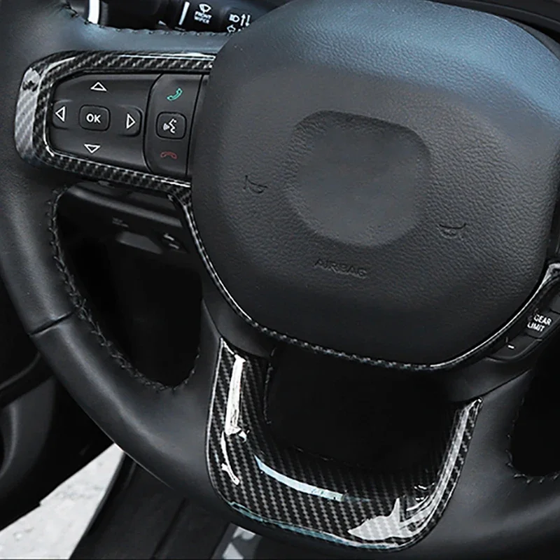 Carbon Fiber Color Steering Wheel Button Decor Cover Panel  Fit for Dodge RAM 1500 2019 2020 Pickup Accessories Interior Parts