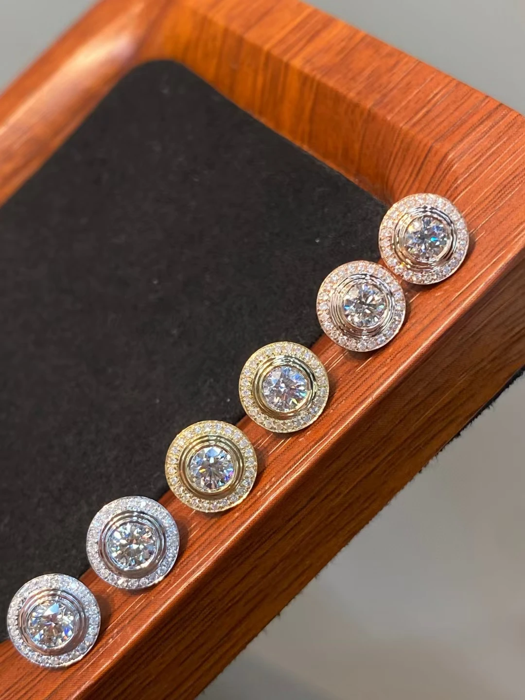 10K Solid Gold Lab-Grown Diamond Round Disc Earrings, 0.5CT, Yellow Gold Color, Fashion Fine Jewelry Earrings with Platinum Cust - view 2