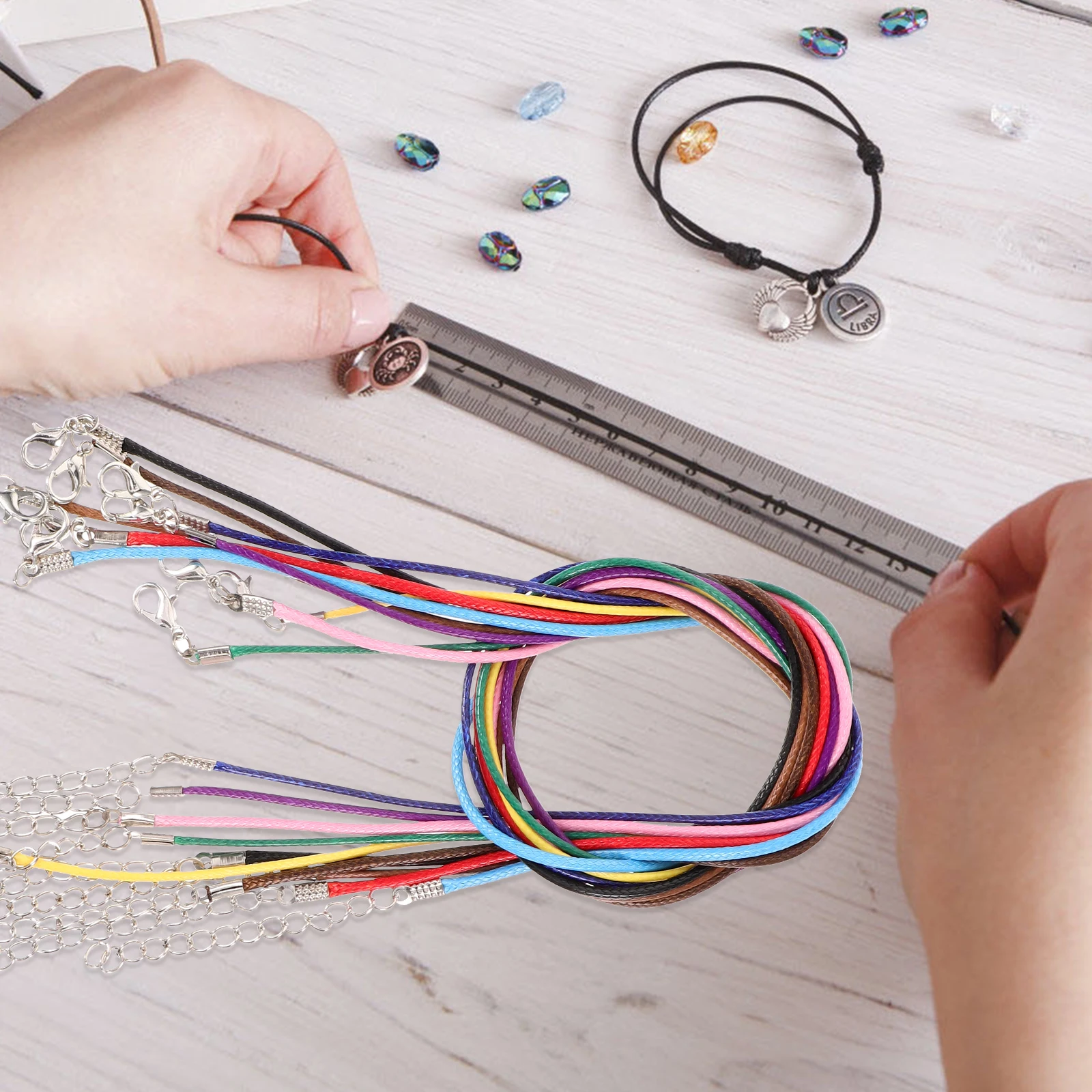 

100 шт., шнур для ожерелья, 10 цветов, каждый по 10 шт., прочные принадлежности для изготовления ювелирных изделий, цепочка для браслета