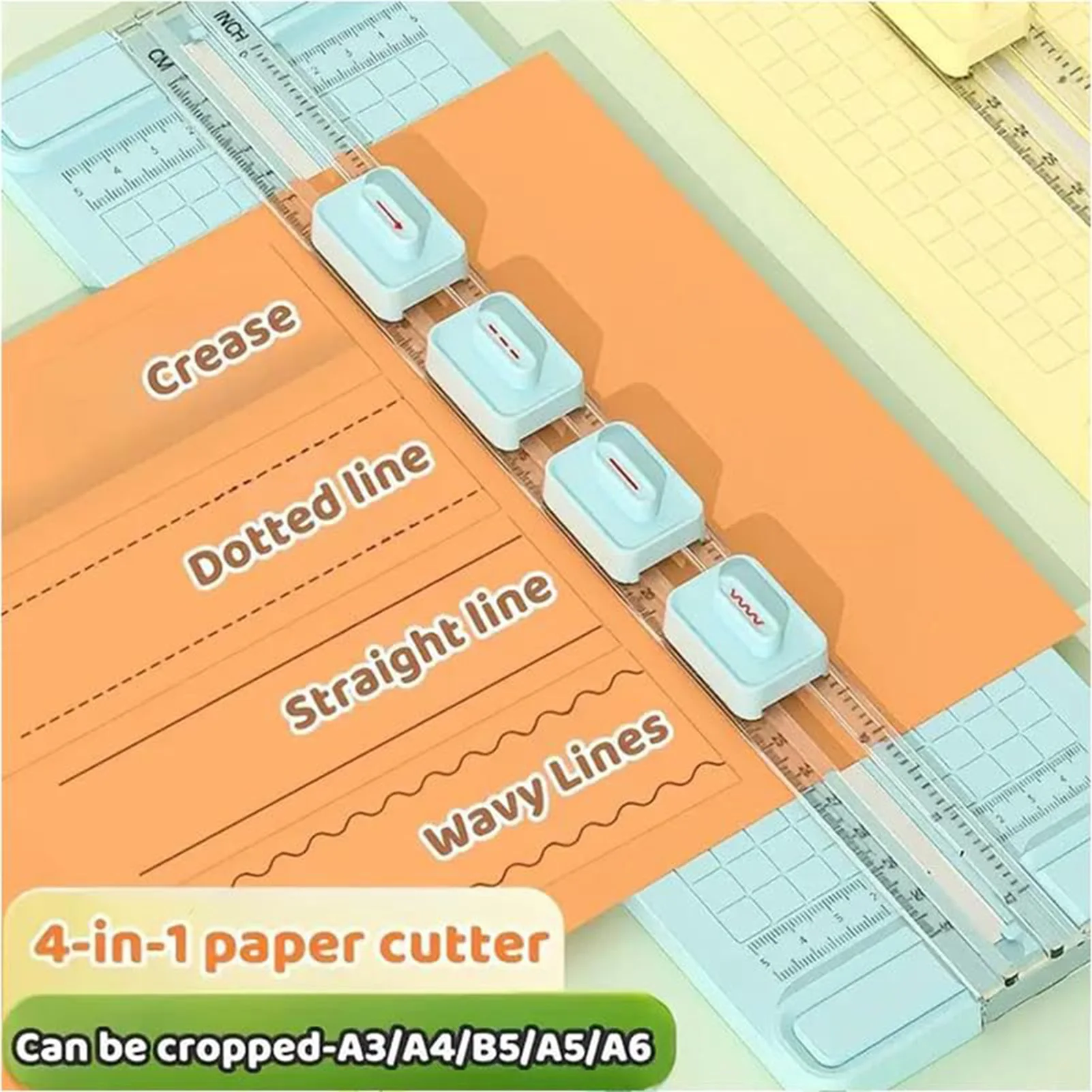 4 in 1 양면 절단 종이 커터, 사진 트리머용 풀아웃 자 포함, 스크랩북용 경량 절단 매트 기계