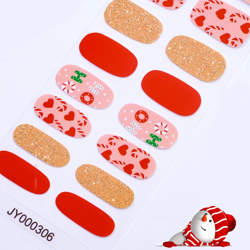 16 نصائح الوردي عيد الميلاد مسمار الفن غطاء كامل ملصق لا الخبز مصباح ذاتية اللصق ندفة الثلج مسمار التفاف الشارات ملصقات مقاومة للماء #3