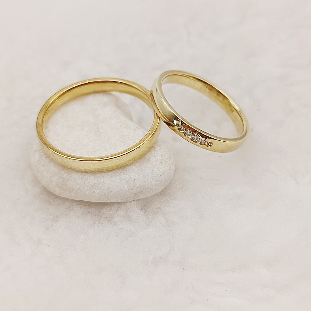 وعد غير قابل للكسر سليم تشيكوسلوفاكيا بيان 925 فضة مجوهرات التحالفات 14K مطلية بالذهب خواتم الزفاف المخصصة للأزواج #4