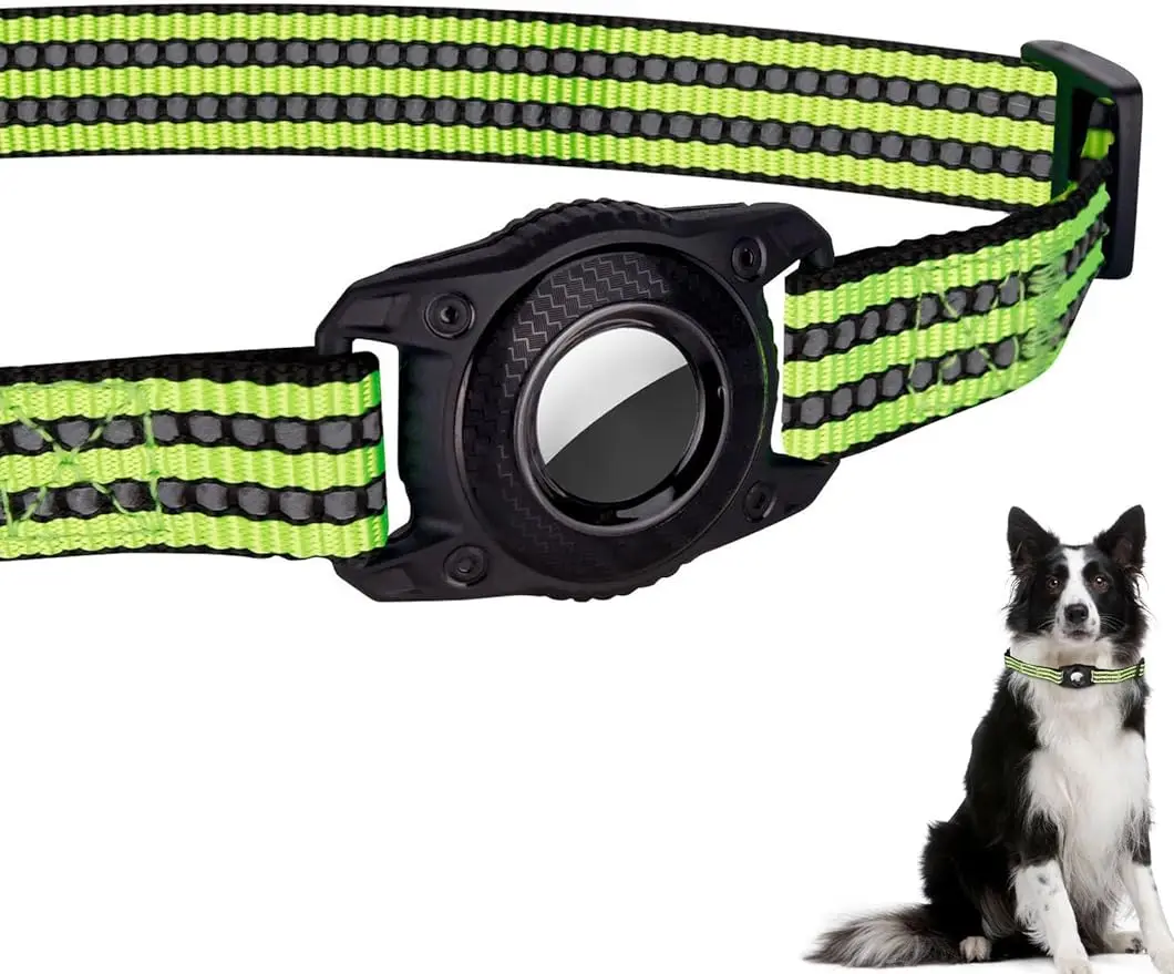 

SEALAMB Airtag Dog Collar, Heavy Duty Waterproof Dog Collar with Trackable Dog Airtag Holder and Reflective Feature, Protective