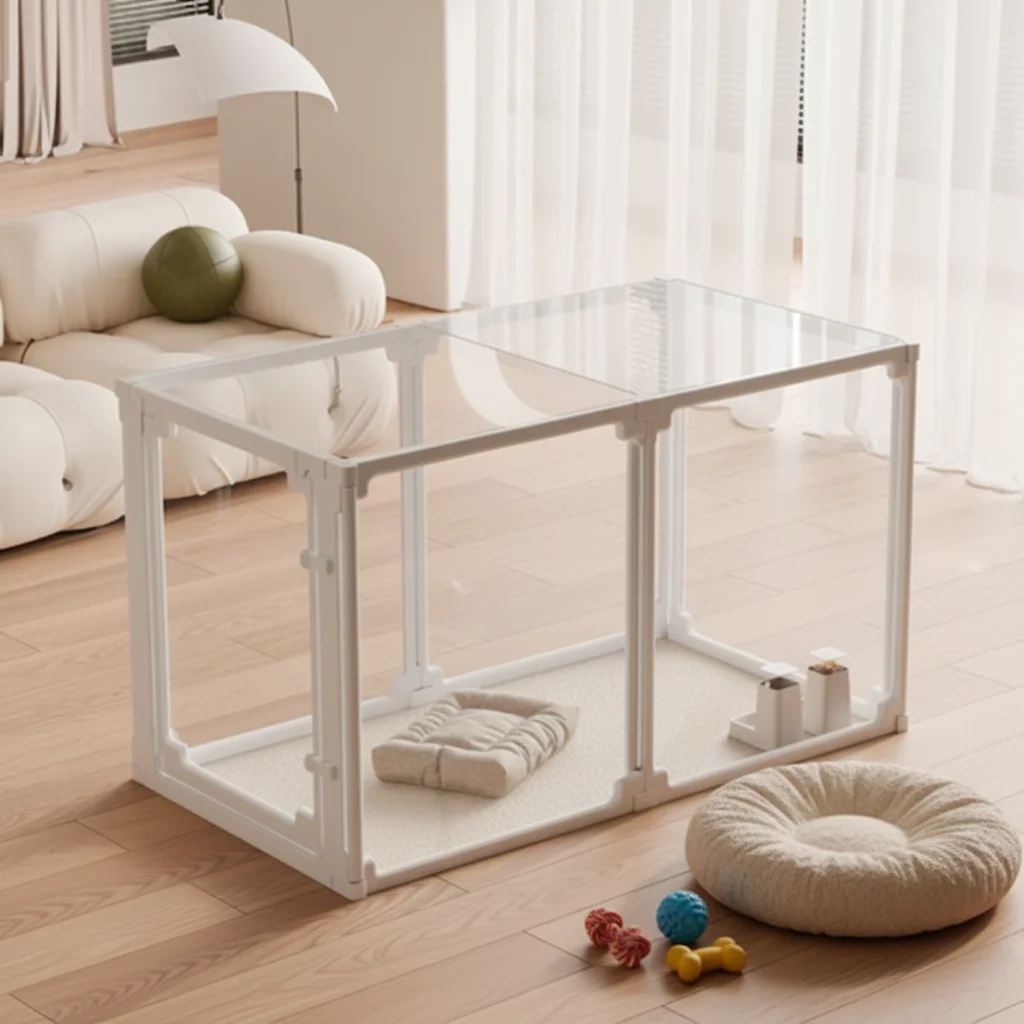 Pet Transparent Rectangular Fence Multifunctional Rabbit Dog Cage Easy Installation Indoor Thickened Anti-tipping 60 High