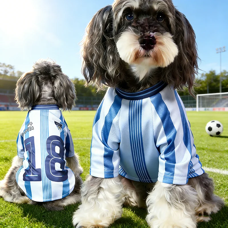 1pc Pet Cat/Dog #18 Jersey, Blue Stripe Letter Print, Fashionable Casual Sports Style, Comfortable Dog Shirt