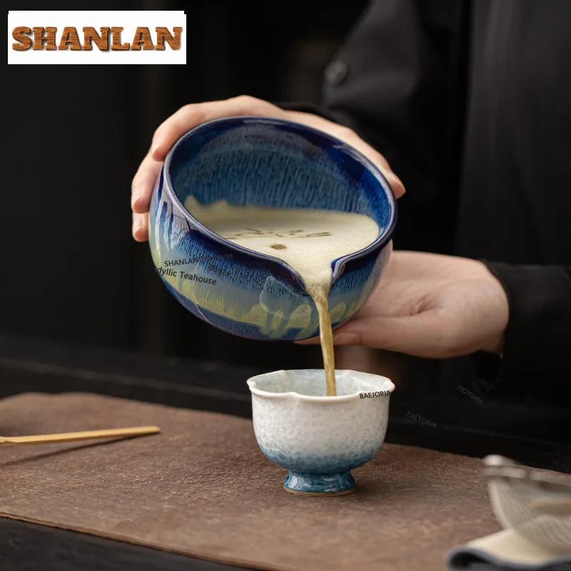 HOYIHM 2pc/set Kiln Change Starry Sky Flowing Galze Tea Set Complete Set Japanese Matcha Set Kit Home Tea-making Tools Tea Lover