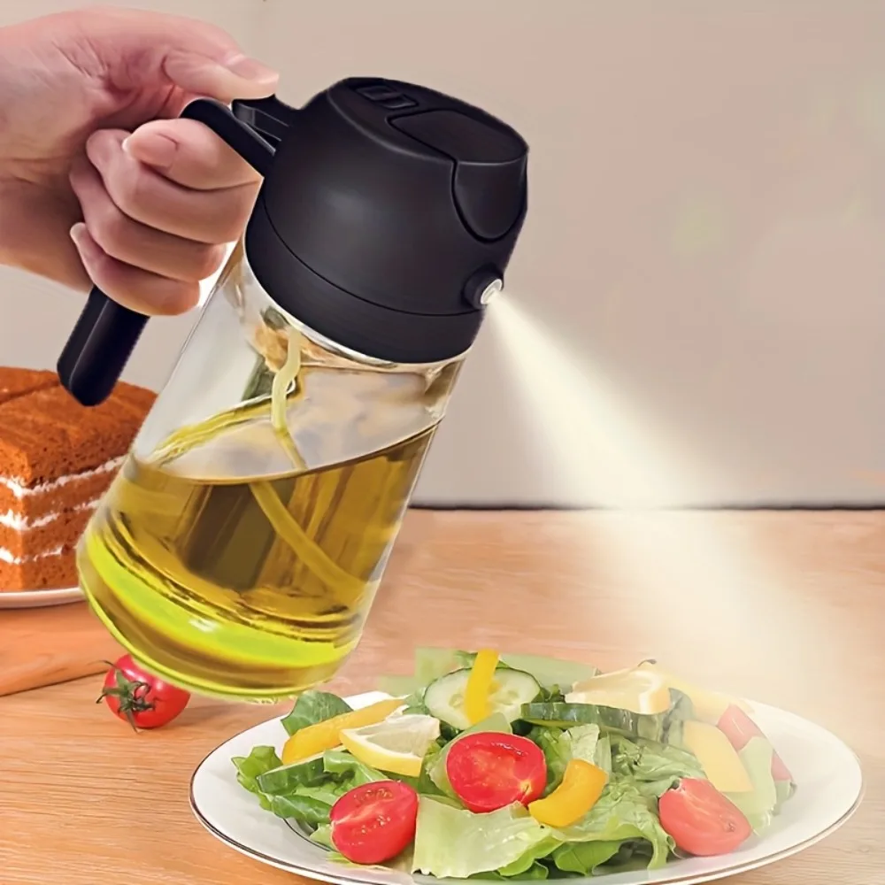 

470ml Leakproof Dual Oil Dispenser Bottle, BPA-Free Plastic for Cooking Salad BBQ Air Fryer, Easy Clean Kitchen Tool