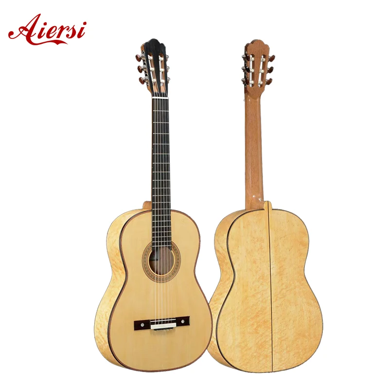 Aiersi YULONG GUO Guitarra clásica de cuerda de nailon Torres profesional de arce Birdseye europea hecha a mano