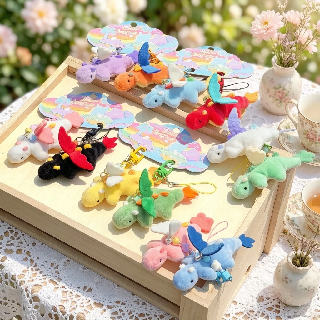 Cute Flying Dragon Plush Hanging Toys Small Pendant Multicolor Dinosaur Soft Stuffed Dolls Key Chain Decorative Hanging Ornament view 3