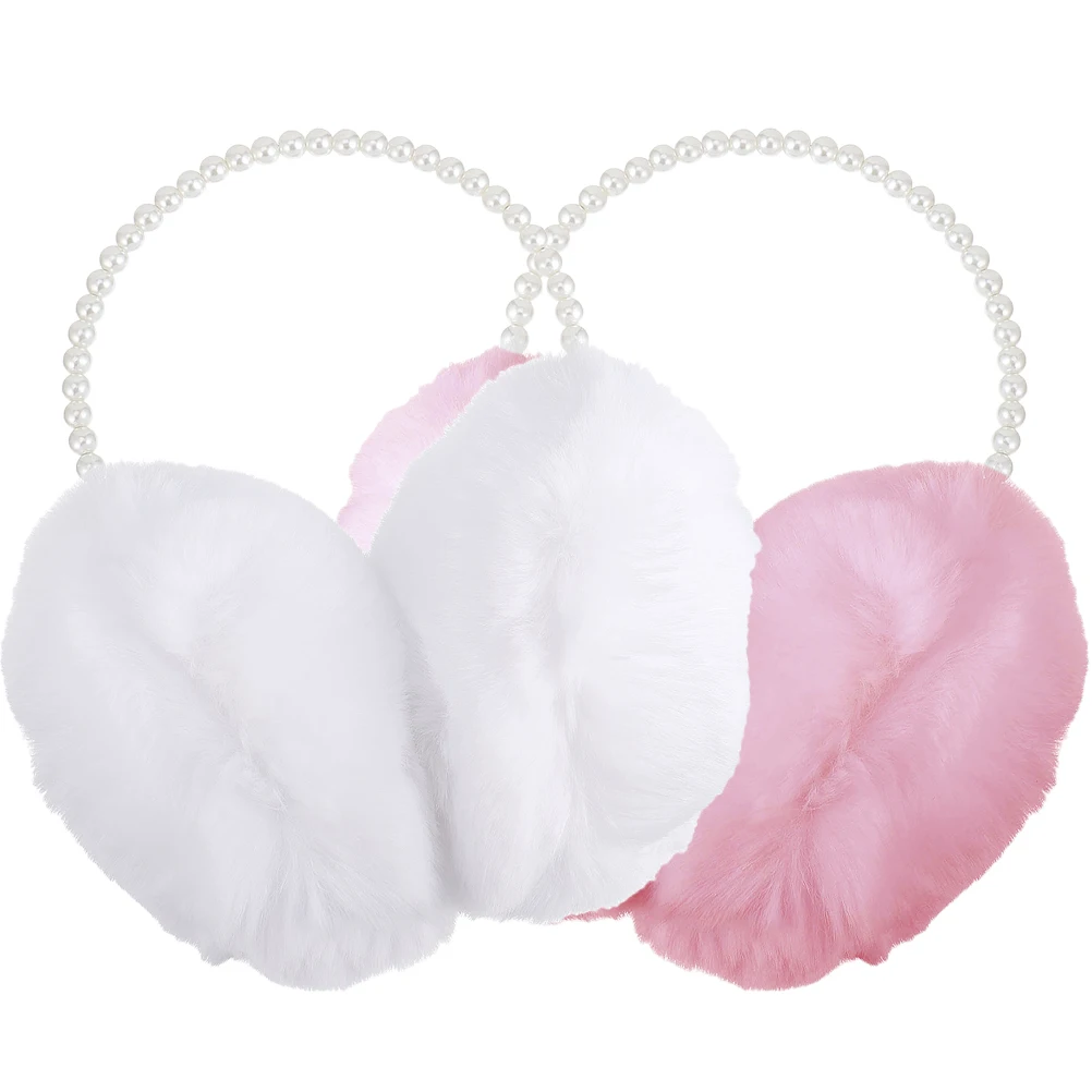 2Pcs Plush Earmuffs Bright Color Plush Ear Covers Windproof Ear Covers Winter Accessory for Outdoor Activities in Cold Weather