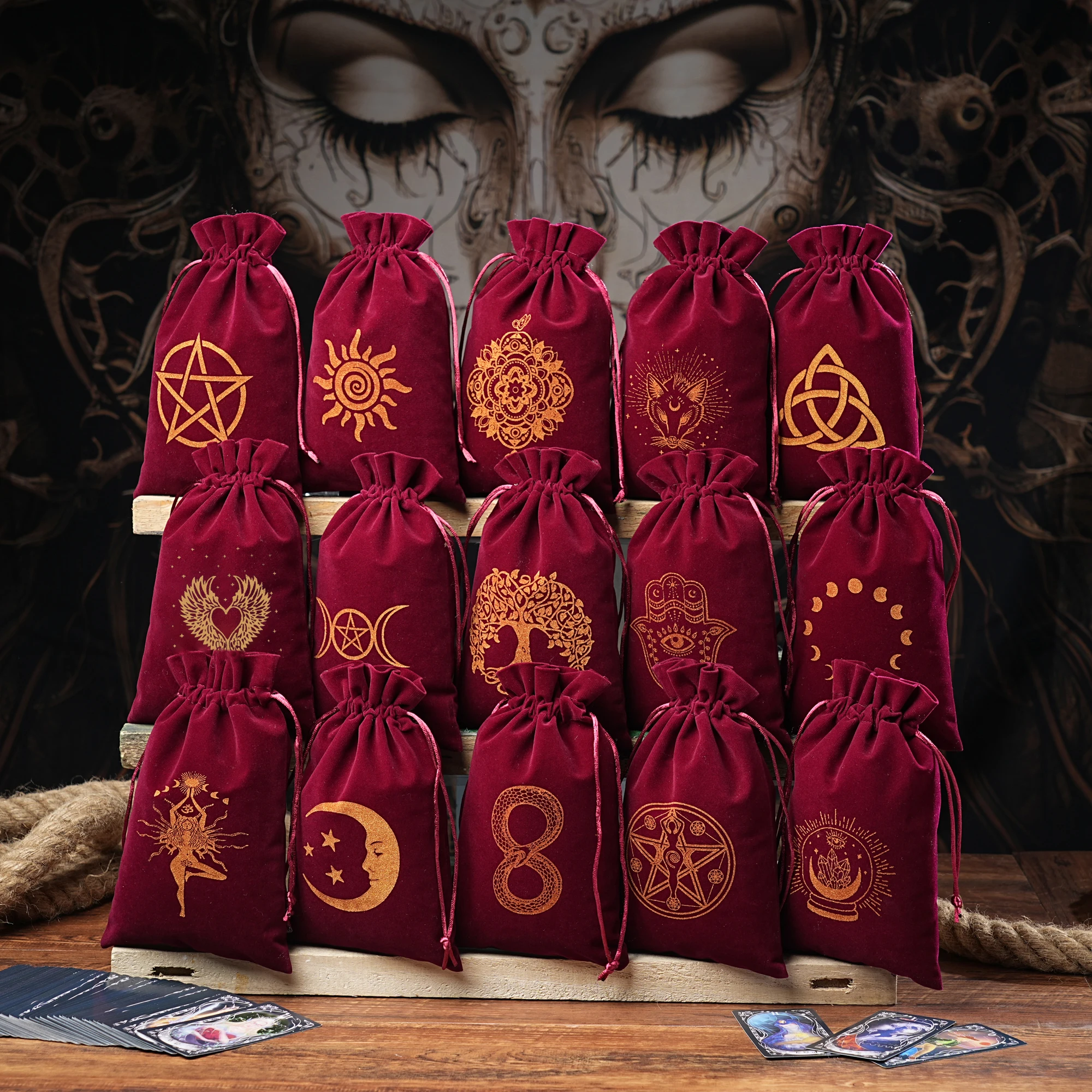 1szt Velvet 14x22cm Duży rozmiar Faza księżyca Torba do przechowywania kart Tarot Biżuteria Etui podróżne Kosmetyczka Torba na prezent Torba na monety Torba na kostki