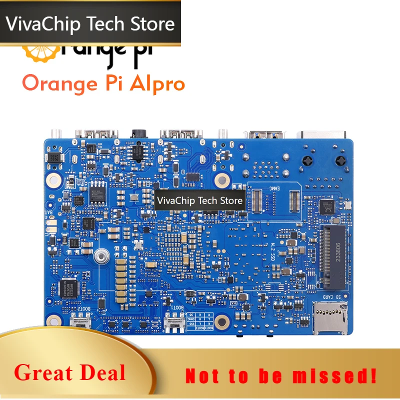 VivaCTOrange Pi AIpro 16G+Cooling Fan, 8-12 Tops Ascend AI Computing Power Processor WiFi+BT Mini PC Single Development Board Co
