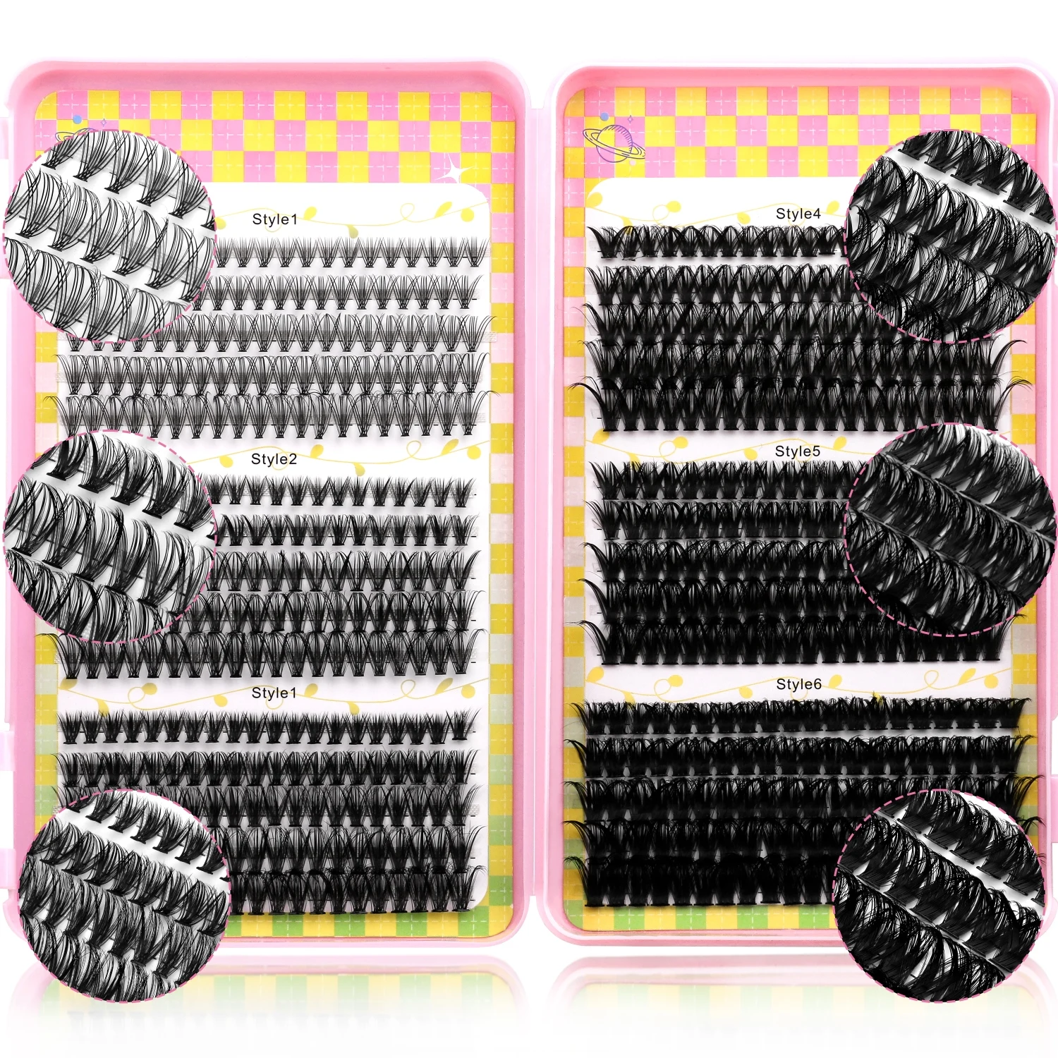 Veltrinay 600 peças de fecho individual, extensão grossa e fofa, comprimento misto, faça você mesmo, cílios macios e fofos