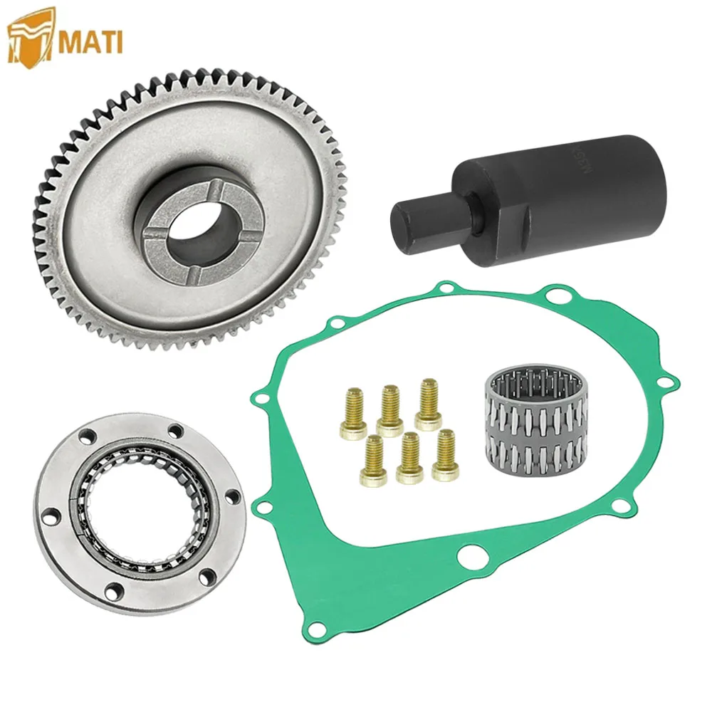 Starter Starting Clutch One Way Gear Bearing Gasket Flywheel Puller Kit for Yamaha Warrior 350 Raptor 350 Big Bear 350 Kodiak400