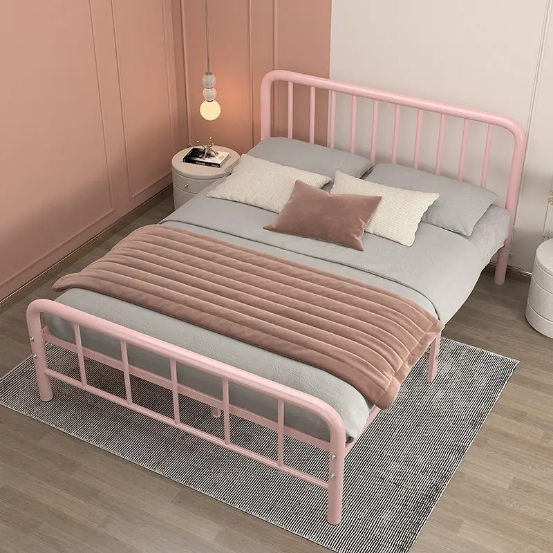 For Wrought iron bed, simple and modern 1.5 meters rental house single bed 1.8 meters European double bed, bold and thick iron