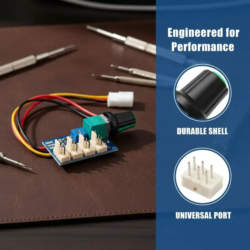 4 Channel DC12V PWM Fan Speed Controller Knob Board Adjustable Noise Reduction for Home Office PC Cooling Systems