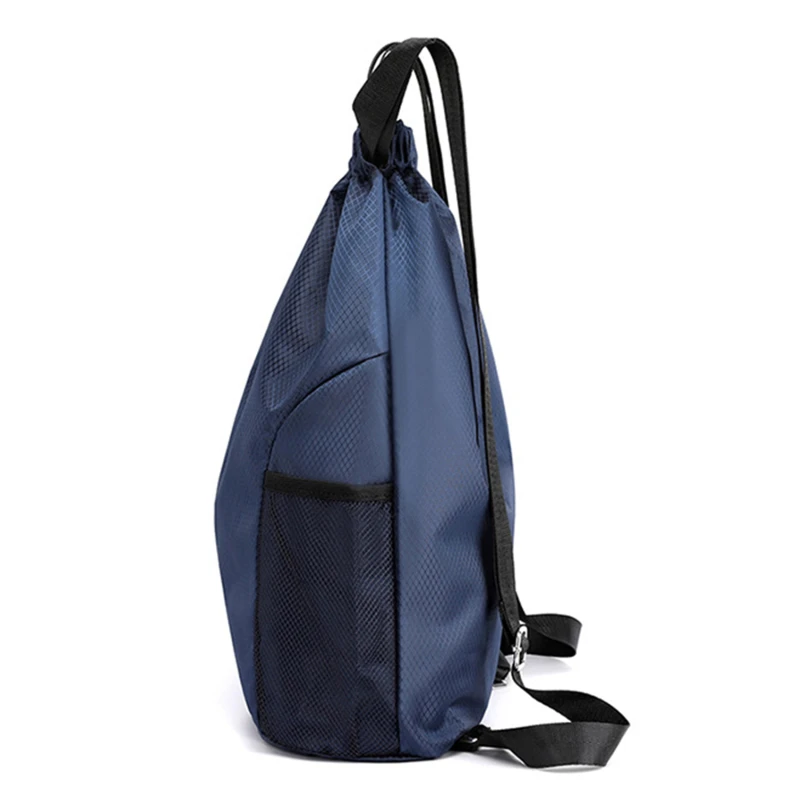 Drawstring Bag Backpack Large Capacity Women Men Wear Resistant Anti-splash Outdoor Drawstring Lock Riding Solid Zipper Pocket
